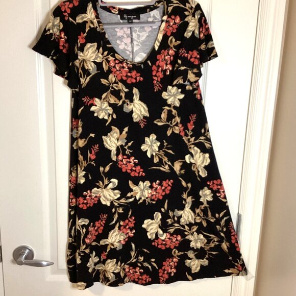 Lily Morgan Floral Mini Dress Size S/P Flowy Stretchy Business Casual Loose Fit - Picture 5 of 9